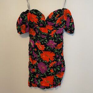 Zara | NEW - Floral Print Off the Shoulder Sweatheart Mini Dress size 6
